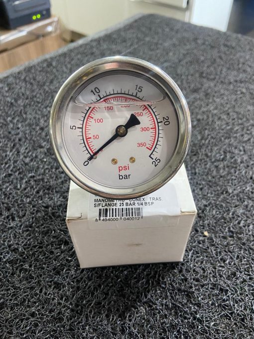 Manômetro Conex Tras. S/Flange 25 Bar 1/4 Bsp